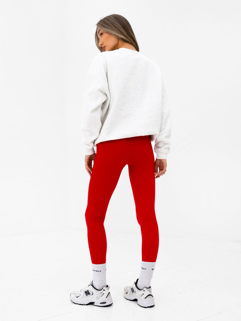 Varsity Oversized Jumper - Marl White & Chilli Red