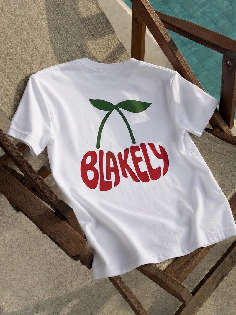 Cherry Bubble Print Oversized T-Shirt - Weiß