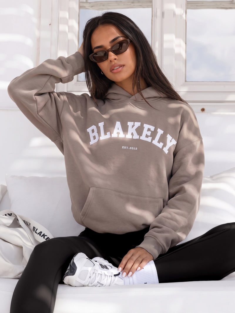 Varsity Oversized Hoodie - Light Beige