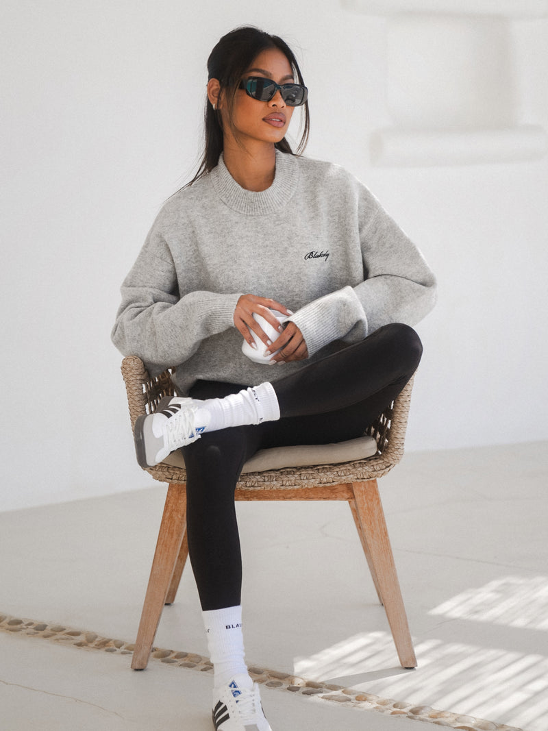 Oversized Knitted Jumper - Mergelgrau