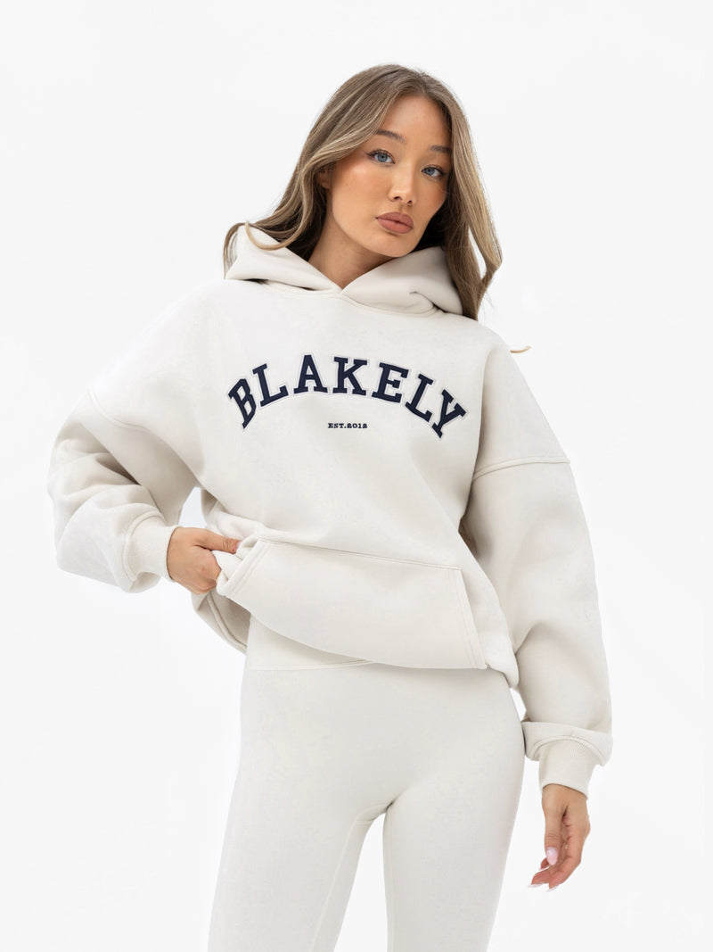 Varsity Oversized Hoodie - Chalk