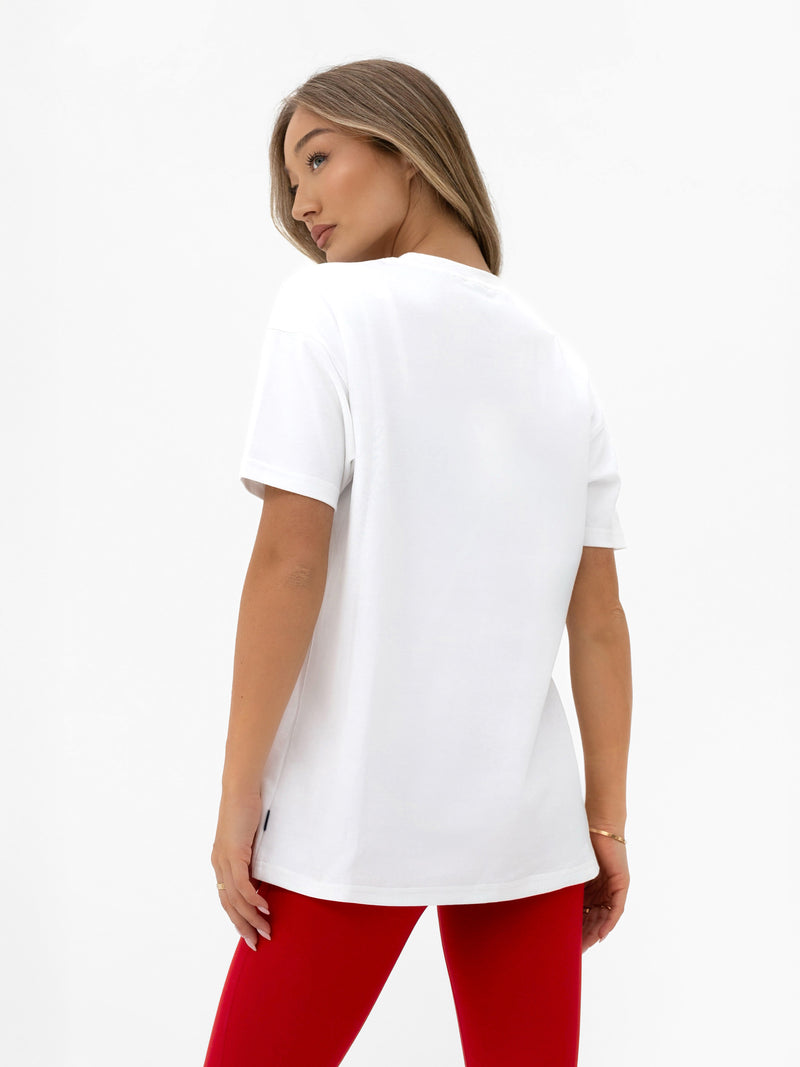 Varsity Oversized T-Shirt - White & Chilli Red