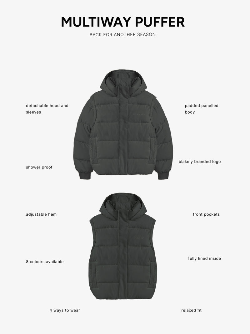 Multiway Puffer Coat 2 - Charcoal