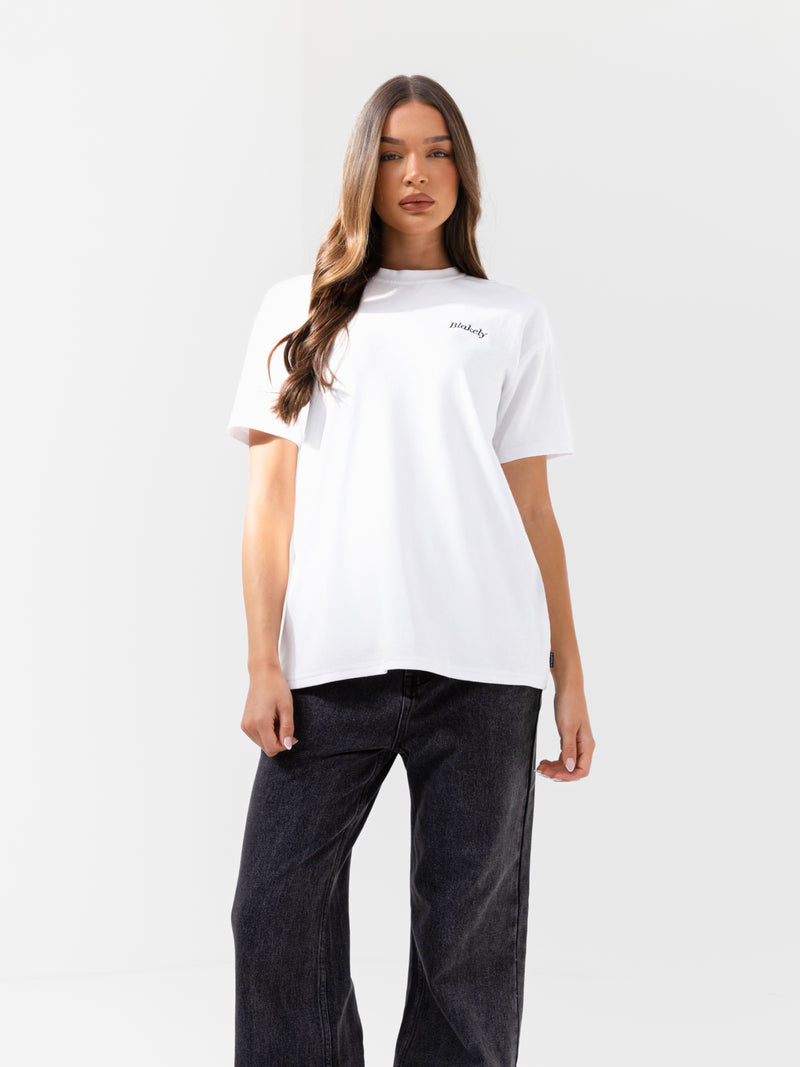 Callie Cherry Oversized T-Shirt - Weiß
