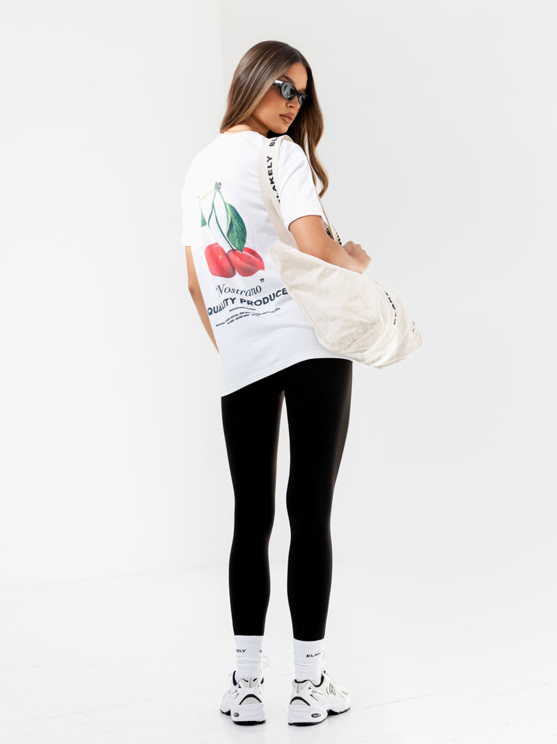Callie Cherry Oversized T-Shirt - Weiß