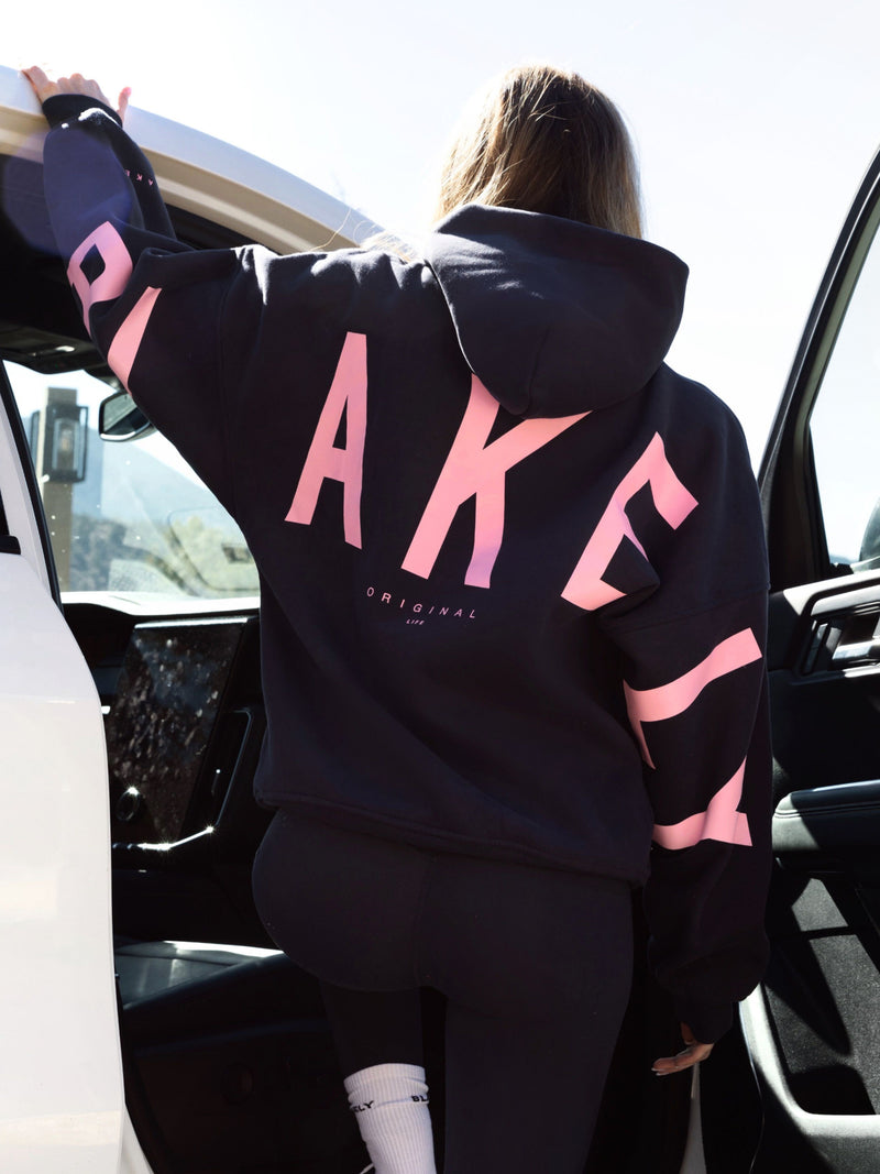 Isabel Oversized Hoodie - Echtes Marineblau & Puderrosa