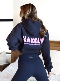 Cloud Print Oversized Hoodie - Echtes Marineblau & Puderrosa