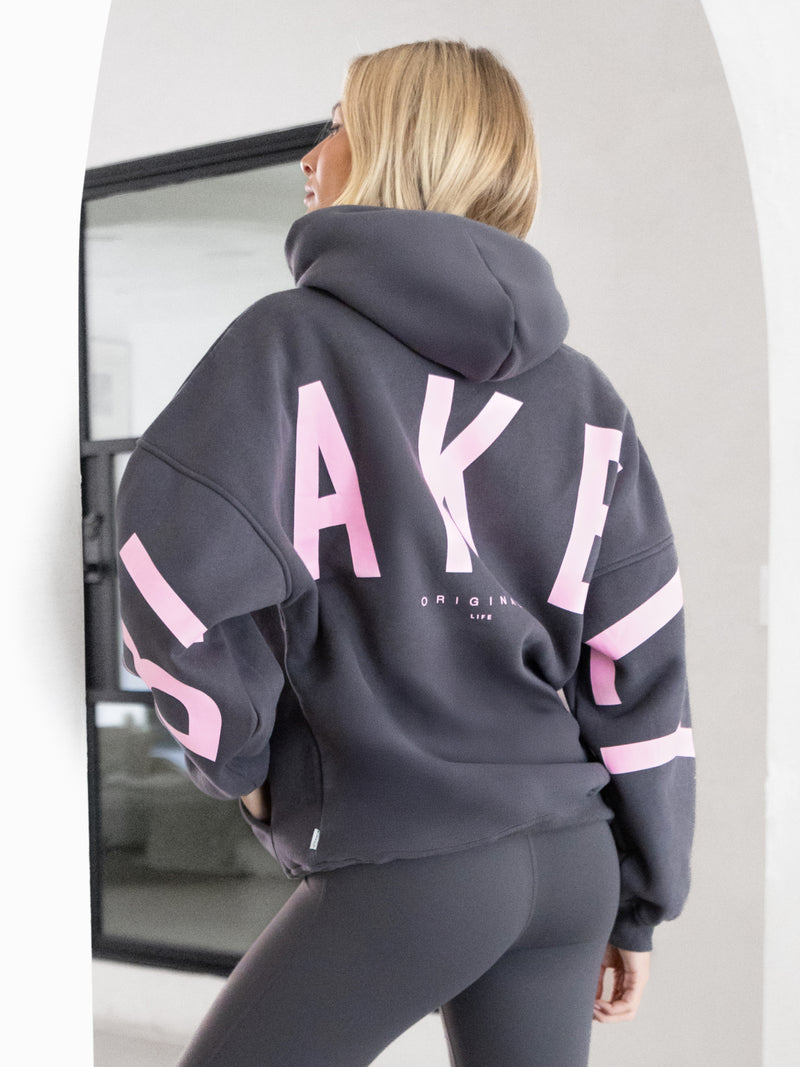 Isabel Oversized Hoodie - Anthrazit & Puderrosa