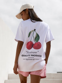 Callie Cherry Oversized T-Shirt - Blanche