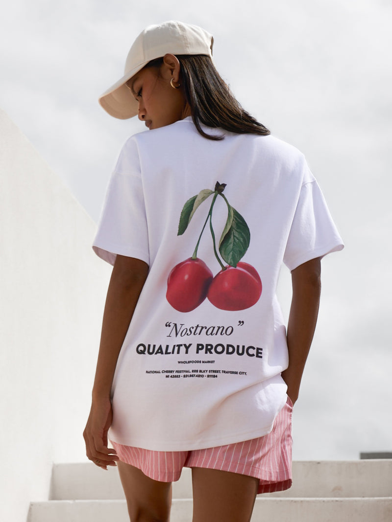 Callie Cherry Oversized T-Shirt - Blanche