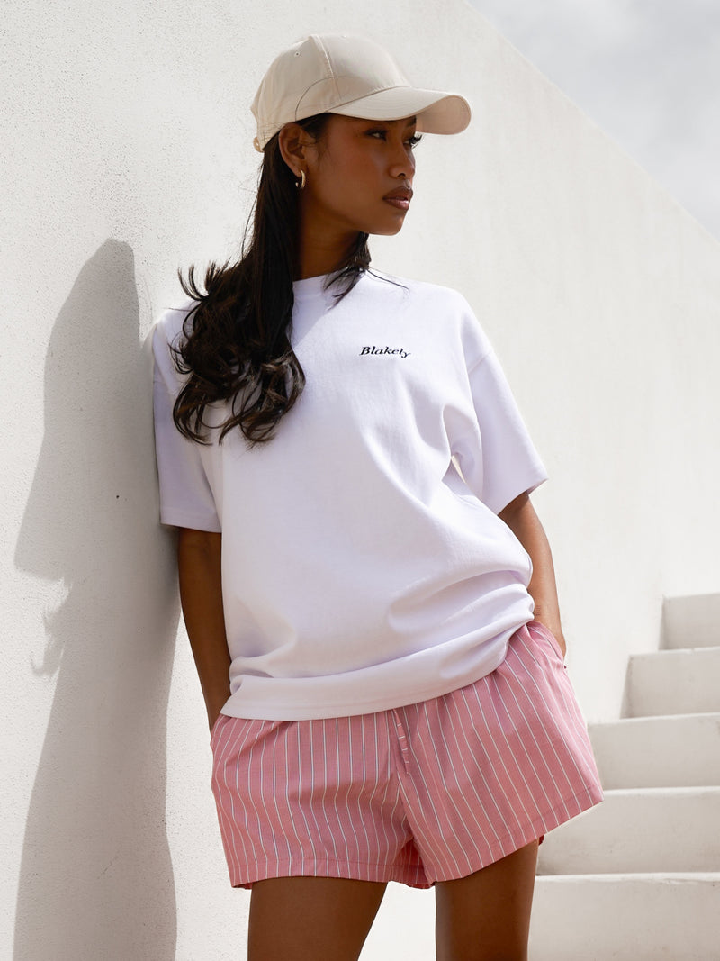 Callie Cherry Oversized T-Shirt - Blanche