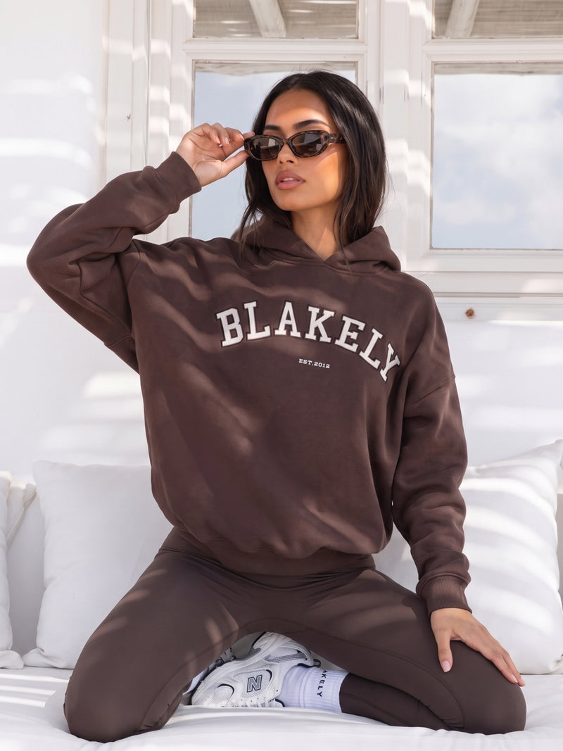 Varsity Oversized Hoodie - Chocolat noir