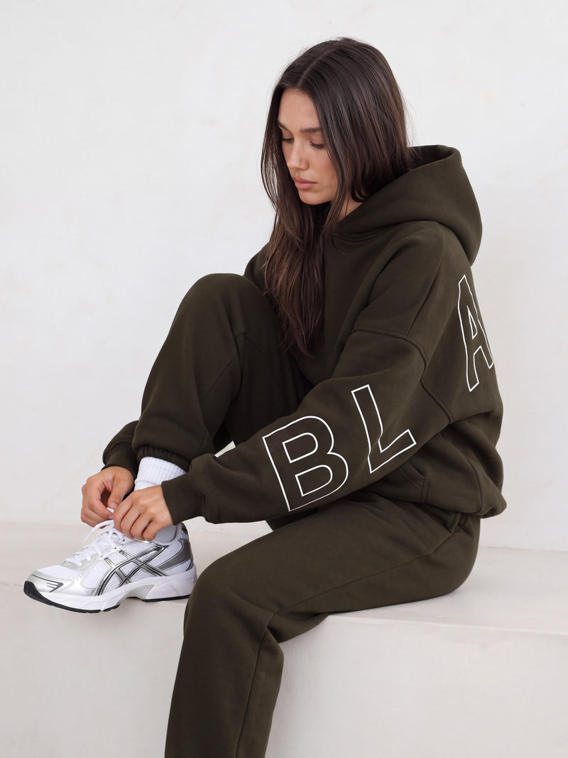 Embroidered Isabel Oversized Hoodie - Deep Brown