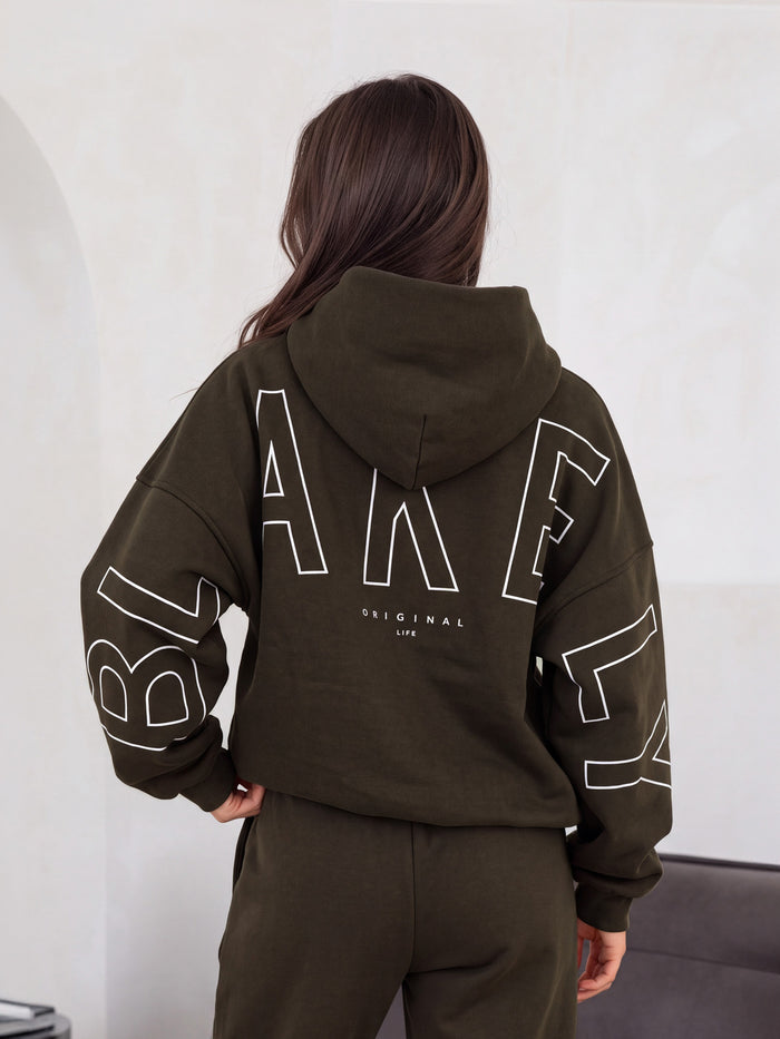 Embroidered Isabel Oversized Hoodie - Diepbruin