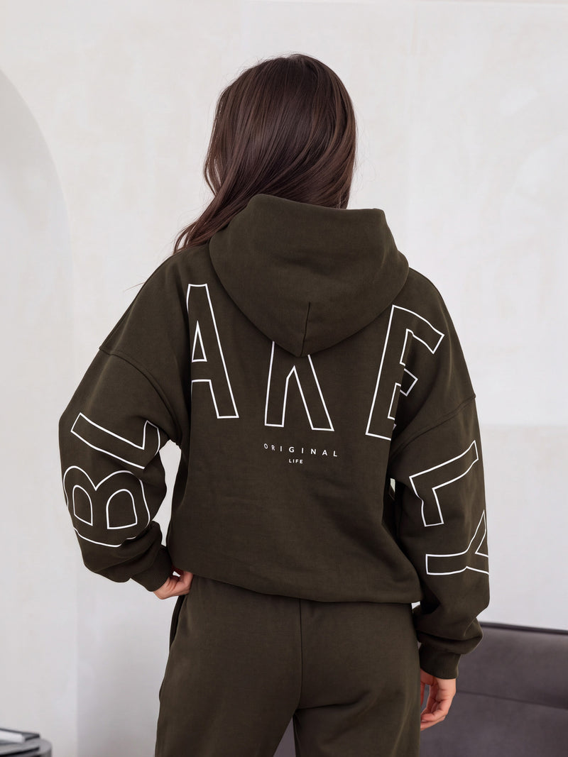 Embroidered Isabel Oversized Hoodie - Deep Brown