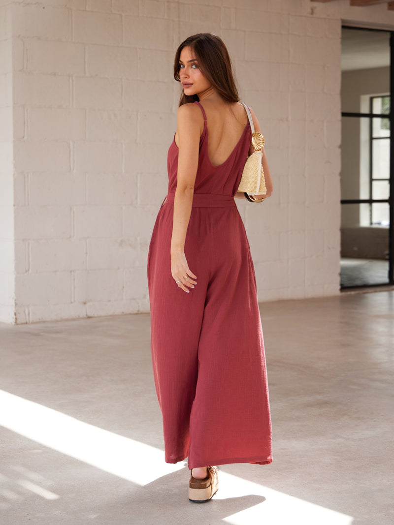 Mila Jumpsuit - Rot gewaschen