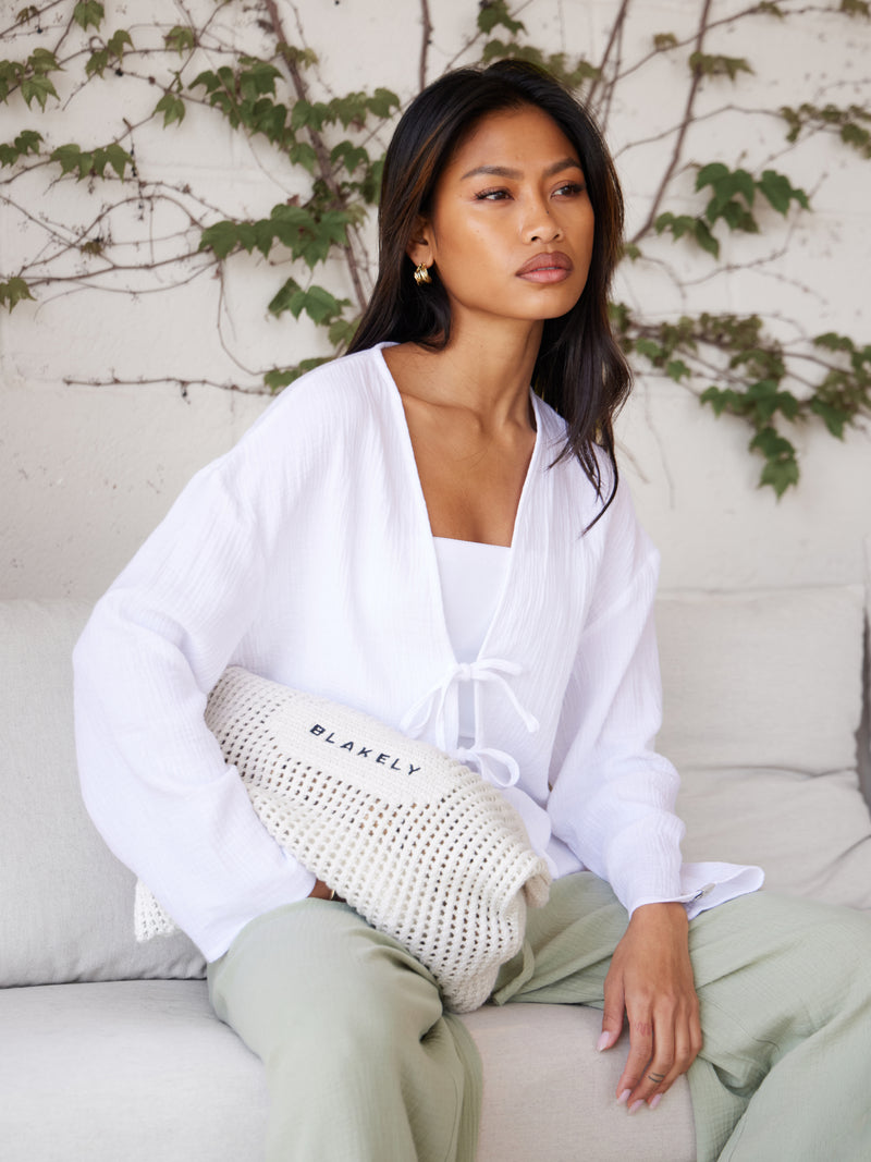 Mila Tie Up Top - White