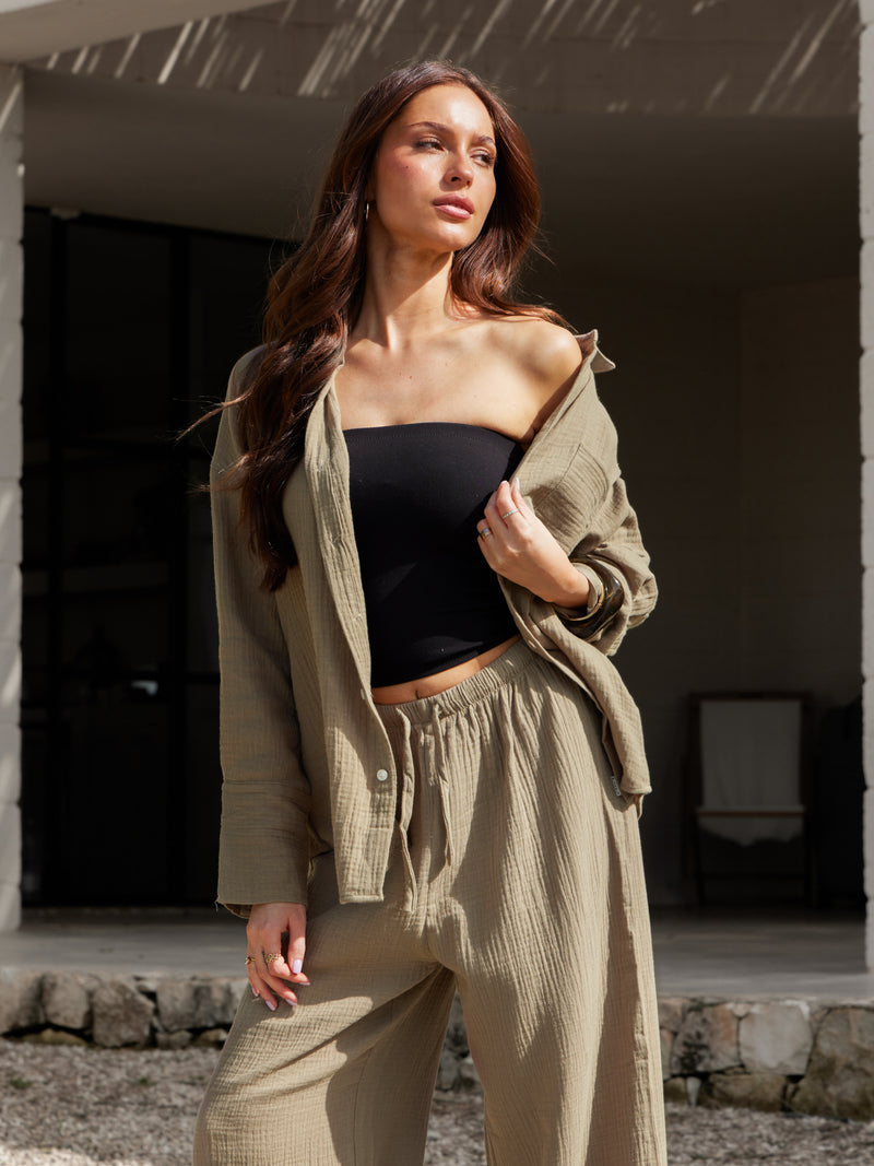 Mila Oversized Shirt -Taupe