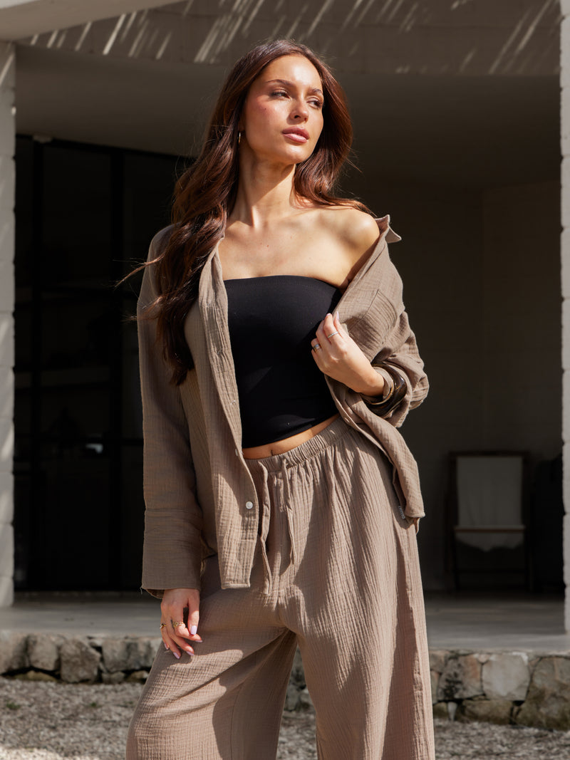 Mila Oversized Shirt - Tan