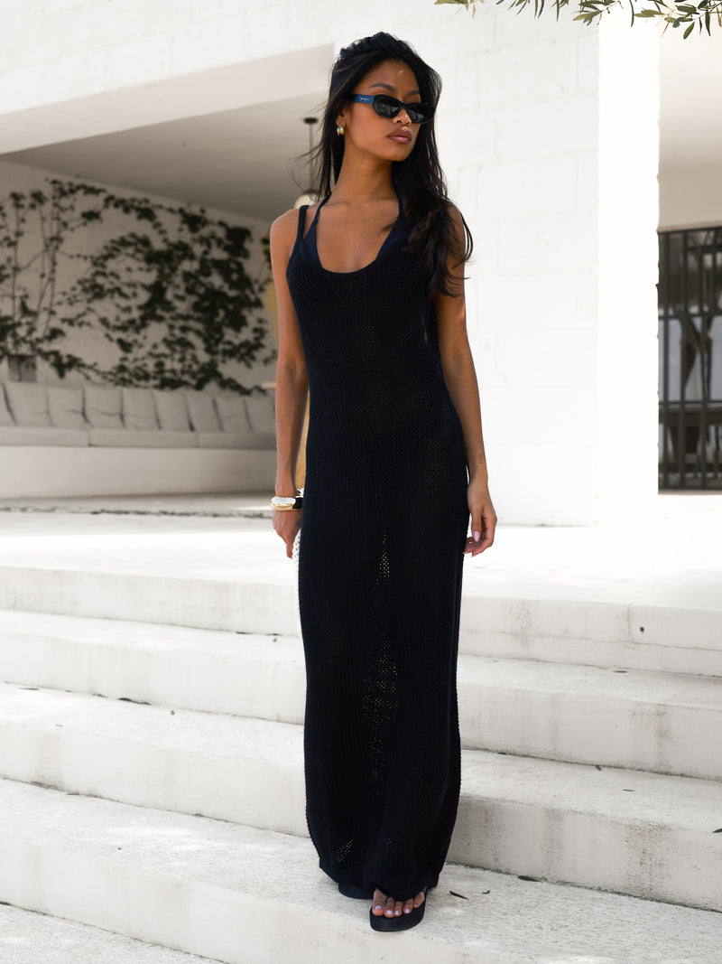 Crochet Maxi Dress - Zwart