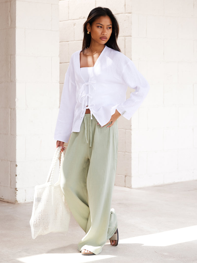 Mila Wide Leg Trousers - Weicher Salbei