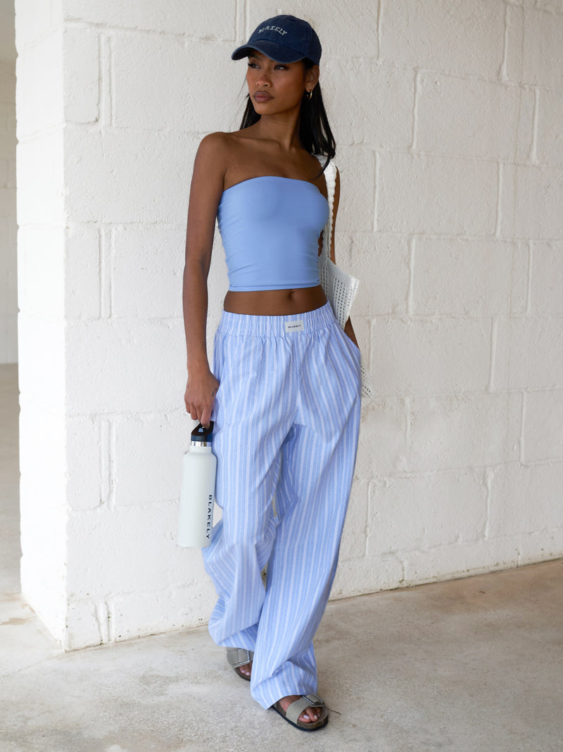Elena Stripe Trousers - Light Blue
