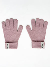 Label Knitted Gloves - Dusty Pink