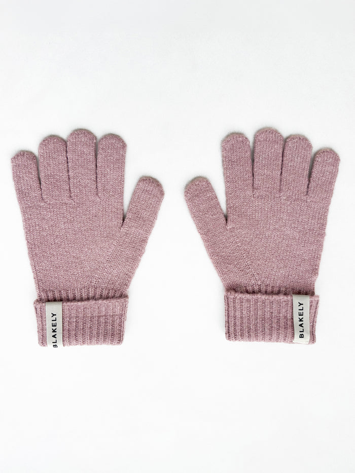 Label Knitted Gloves - Rose poussiéreux