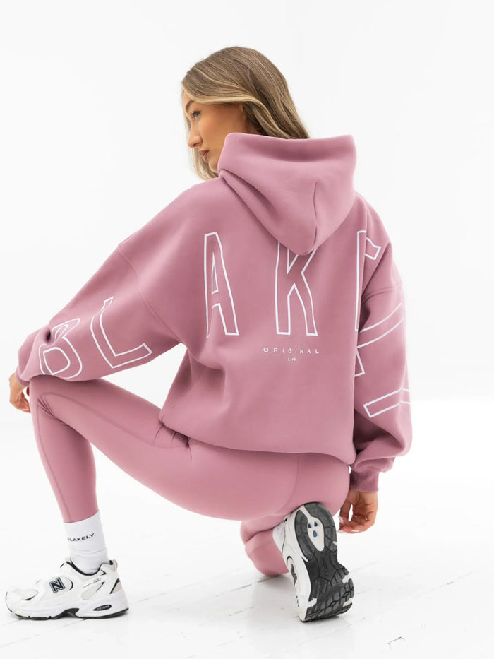 Embroidered Isabel Oversized Hoodie - Staubiges Rosa