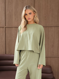 Ayla Batwing Cotton Top - Vert Chaud
