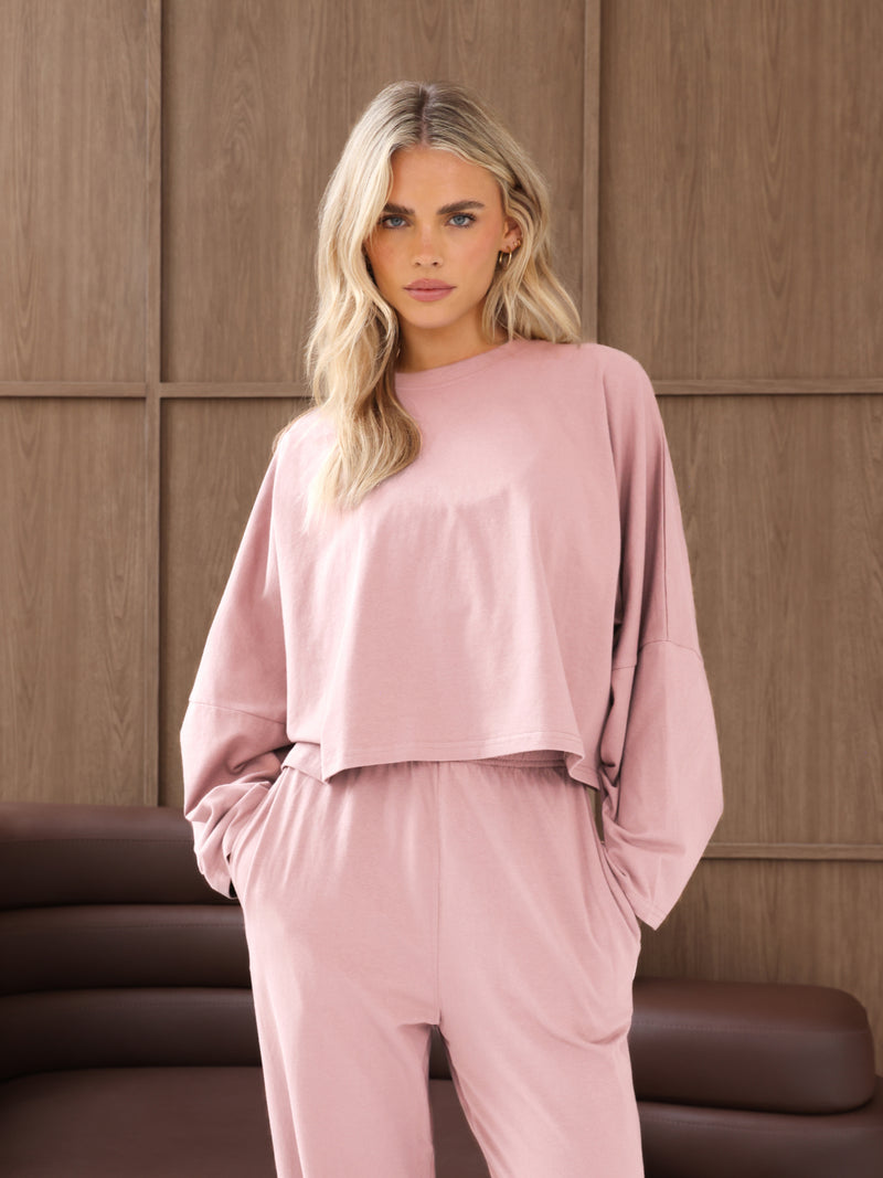 Ayla Batwing Cotton Top - Rose Pivoine