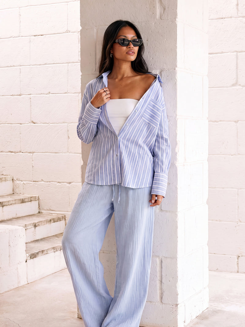 Elena Stripe Shirt - Bleue
