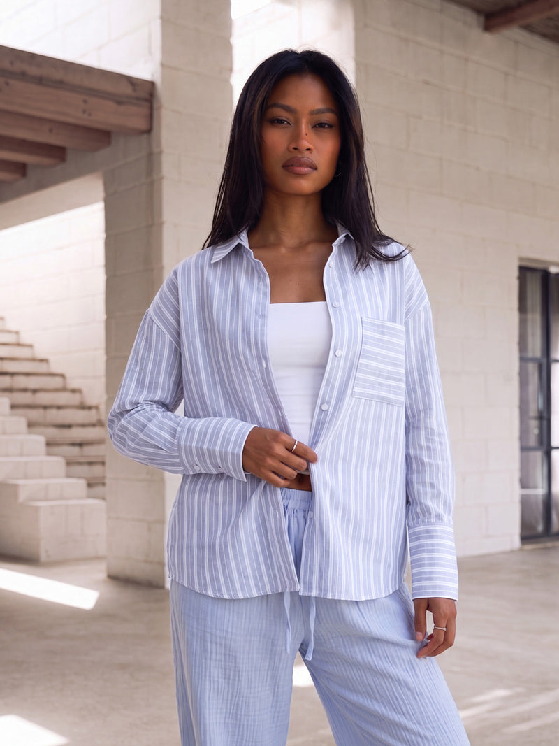 Elena Stripe Shirt - Bleue