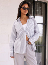 Elena Stripe Shirt - Grey