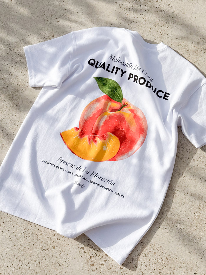 Pia Peach Oversized T-Shirt - Wit