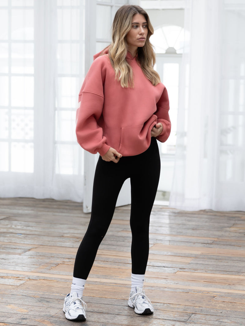 Isabel Hoodie & Leggings Set - Sunrise Coral & Black