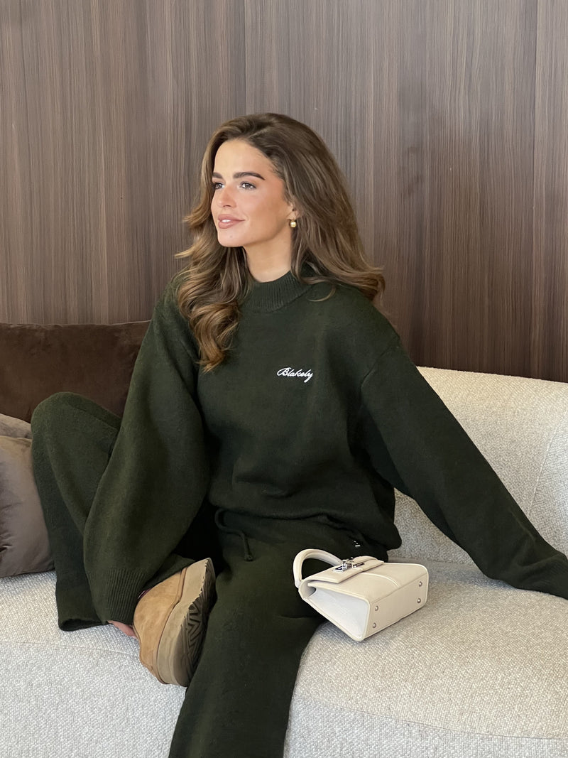 Oversized Knitted Jumper - Dunkelgrün