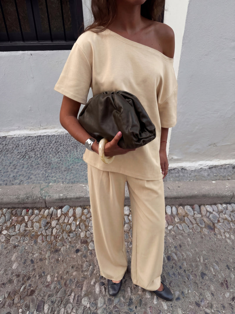 Cleo Wide Leg Trousers - Zacht bruin
