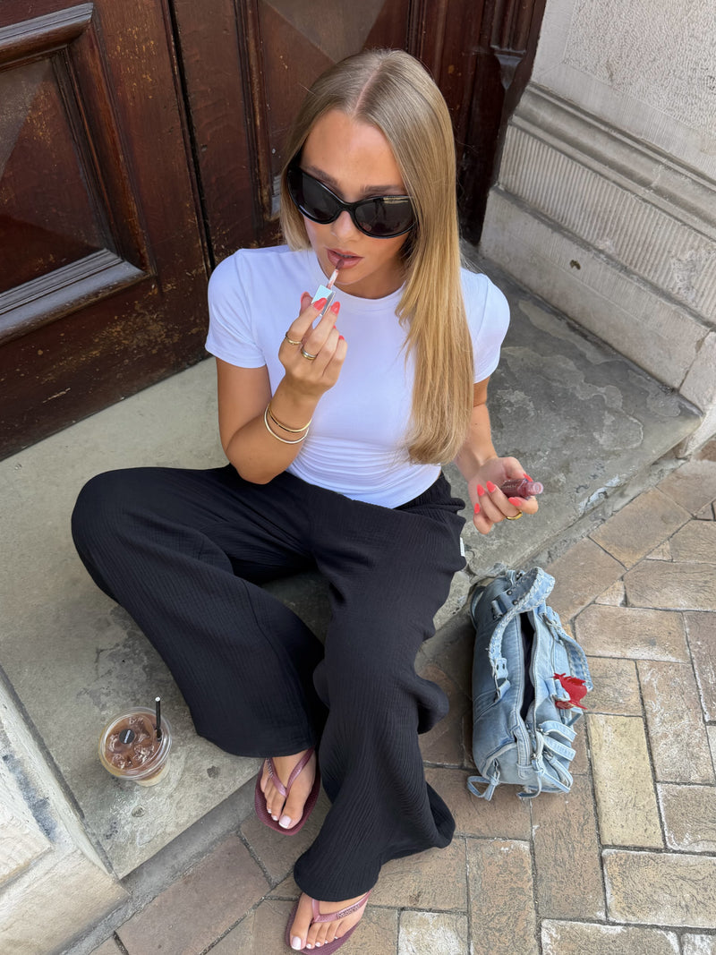 Mila Wide Leg Trousers - Noire