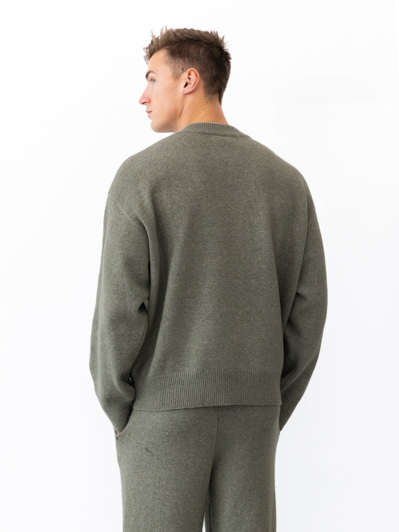 Alfie Relaxed Knitted Jumper - Safarigrün
