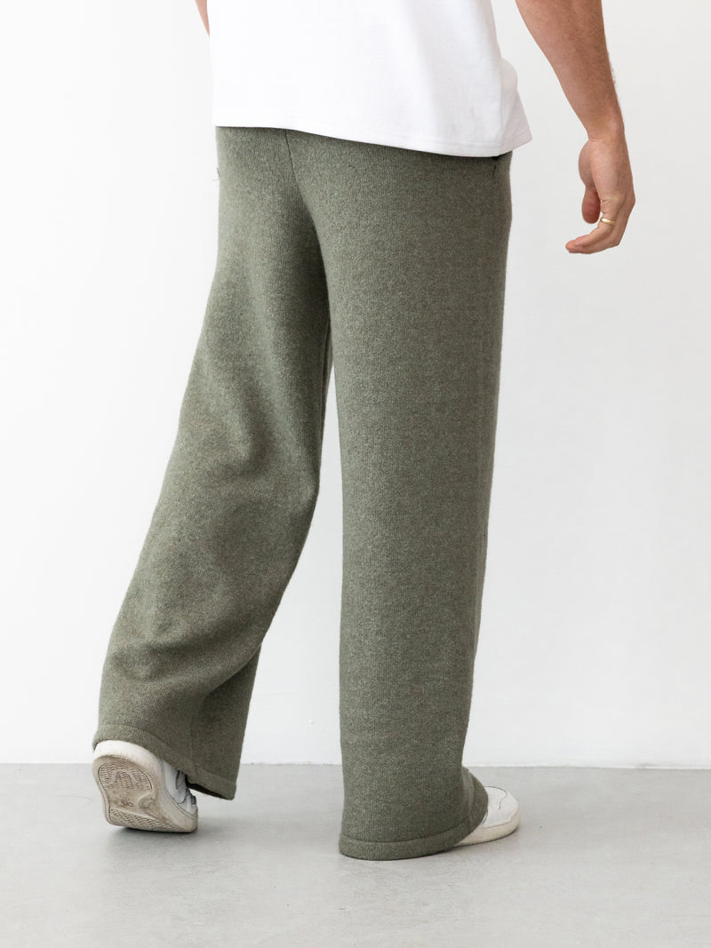 Alfie Knitted Wide Leg Sweatpants - Safarigrün