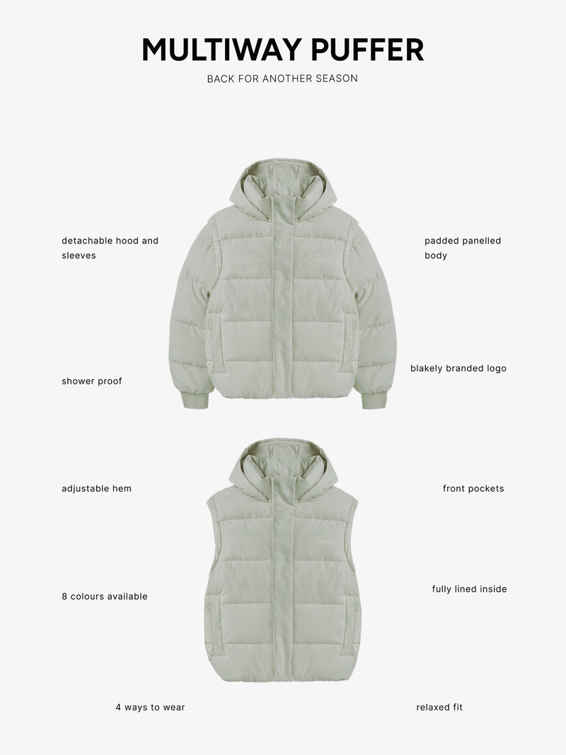 Multiway Puffer Coat 2 - Sage Green