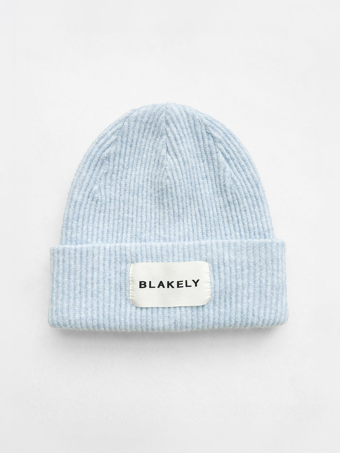 Label Knitted Beanie - Bleu bébé