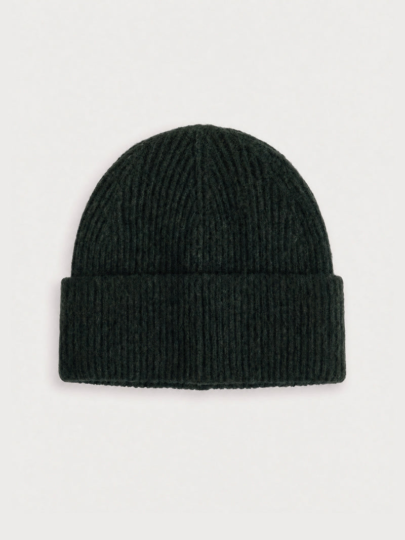 Label Knitted Beanie - Dark Green