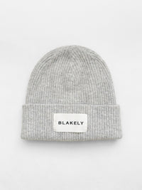 Label Knitted Beanie - Gris chiné
