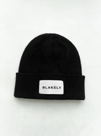 Label Knitted Beanie - Schwarz