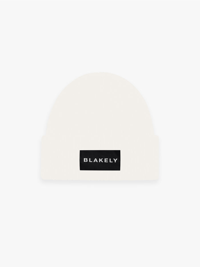 Label Knit Beanie - Creme