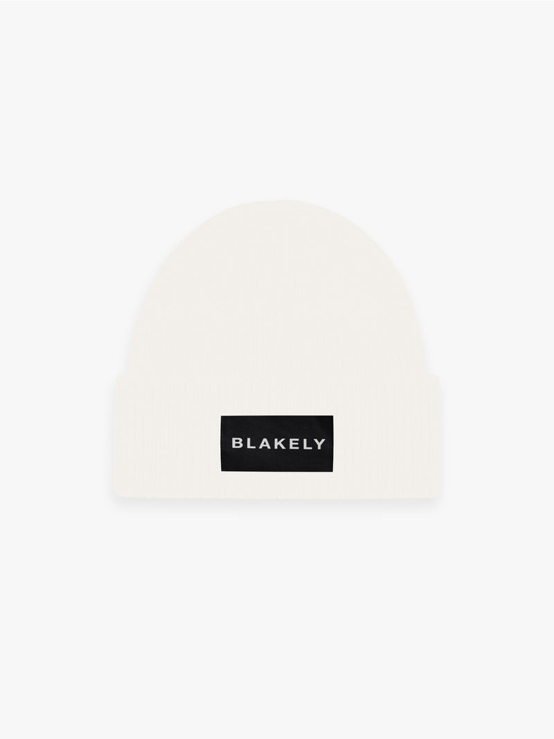 Label Knit Beanie - Creme