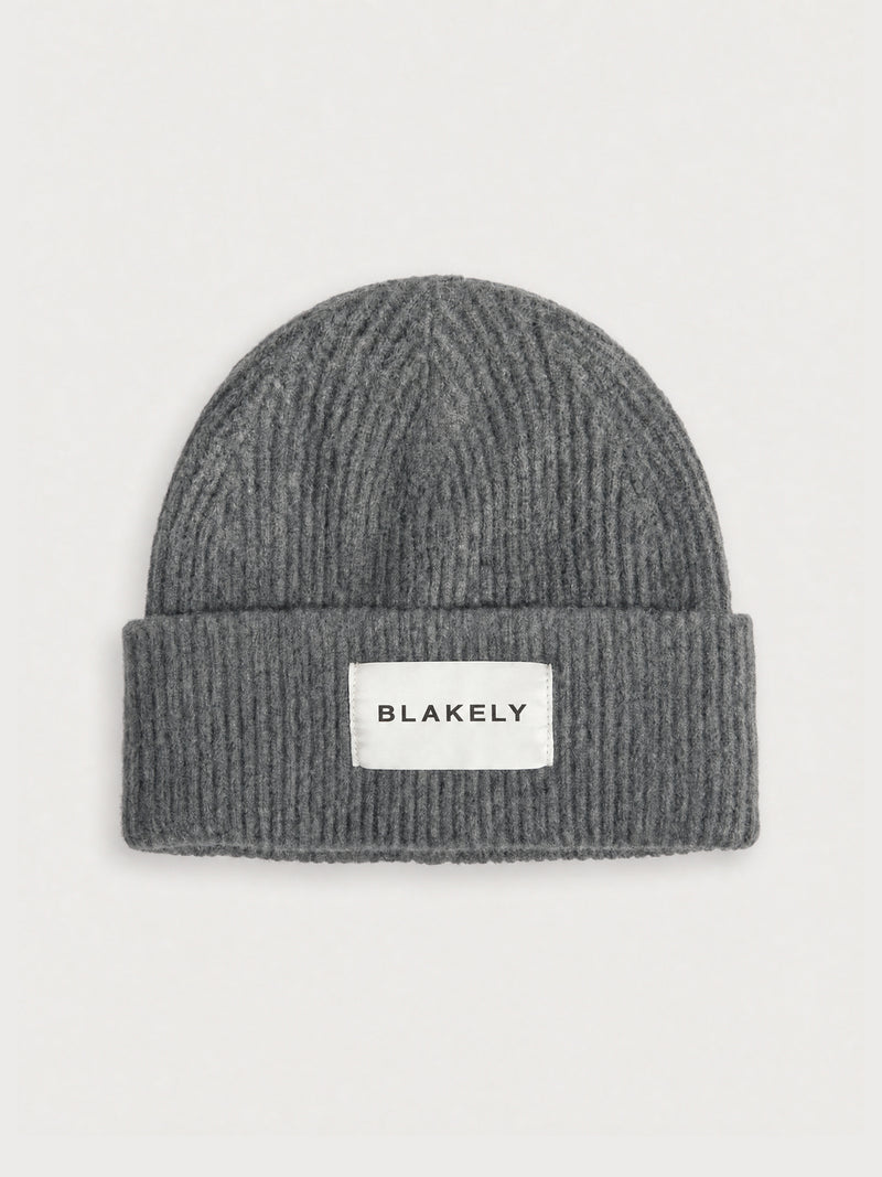 Label Knitted Beanie - Marl Charcoal