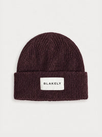 Label Knitted Beanie - Dark Mulberry